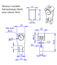 Lot de 100 glisseurs roulette pour rail 24x16-3mm