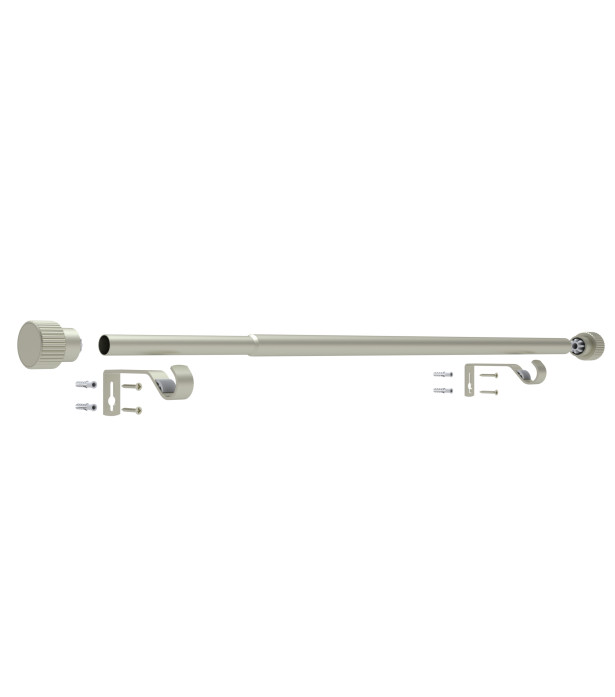 1 Kit barre à rideau embouts Bouton moleté nickel givré 120-210cm D19-16