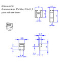 2 arrêts+20 glisseurs rail Aura 4mm