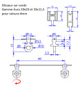 Glisseur corde 8cm au ml blanc rail AURA 4mm