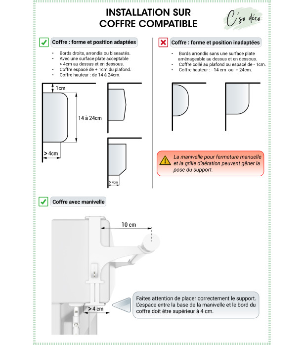 2 Supports sans perçage pour coffre de volet roulant gris D28/20